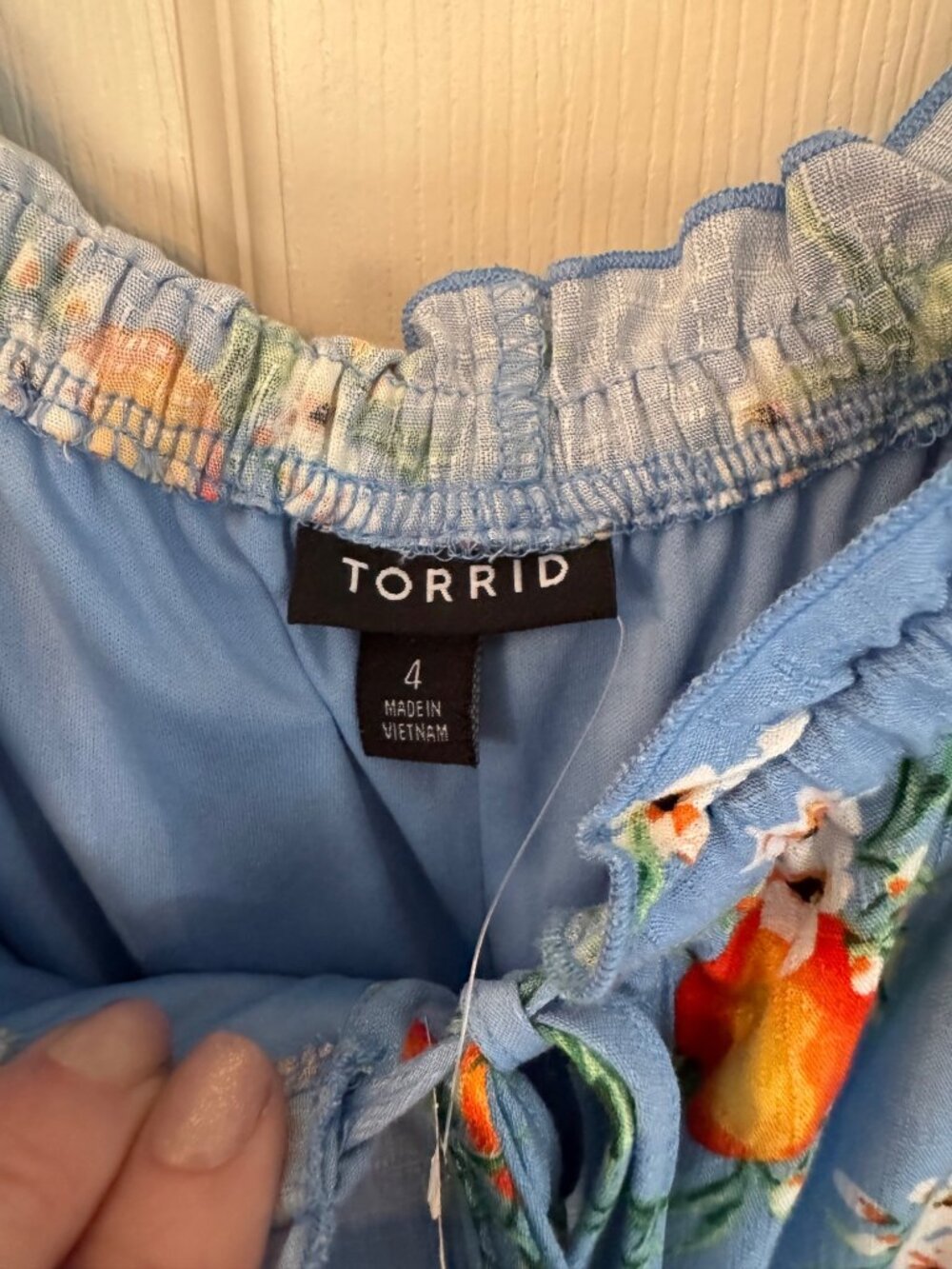 Torrid Maxi Length Floral Orange Grooves Blue Scoop Neck Dress 4X New Woven - Picture 5 of 6